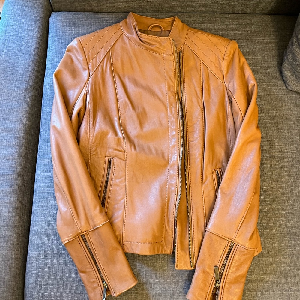 Michael Kors Camel Leather Jacket